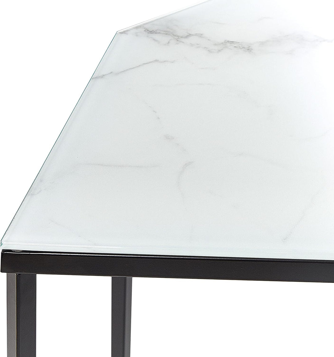 Schmaler Konsolentisch Marmor Optik weiss Metallgestell schwarz Galmour Perrin