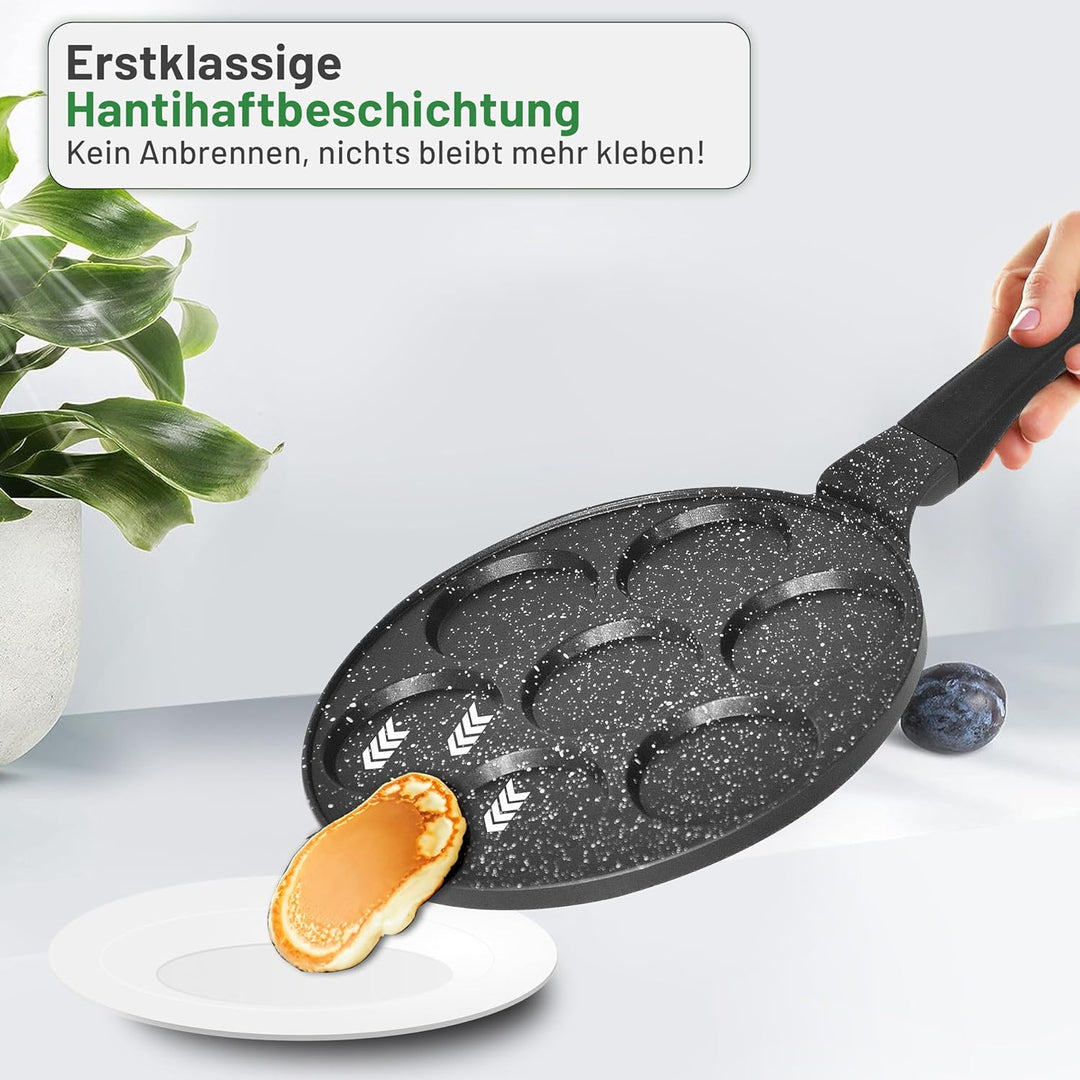 Amalindo Pancake Pfanne Ø26cm Spiegeleipfanne für 7 Eier | Pancakepfanne Antihaft-Beschichtung | Pfa