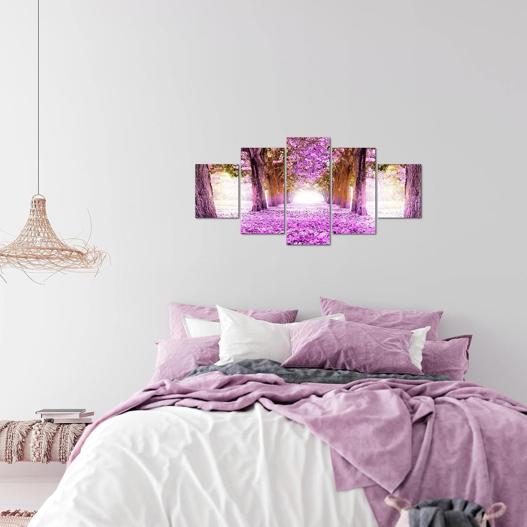 Runa Art Wandbilder Wald Landschaft 5 Teilig Bild auf Vlies Leinwand Deko Schlafzimmer Wohnzimmer Na
