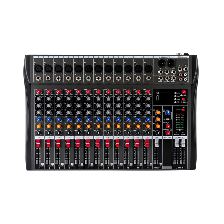 12 Live Audio Mixer DJ Sound Controller AC für Computer Recording Aufnahmestudios mit XLR Mikrofon S