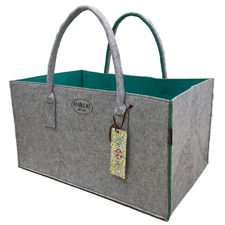 RAIKOU NEU Filztasche Shopper Holzkorb Einkaufstasche Henkeltasche Zeitungskorb Stabile Kaminholztas