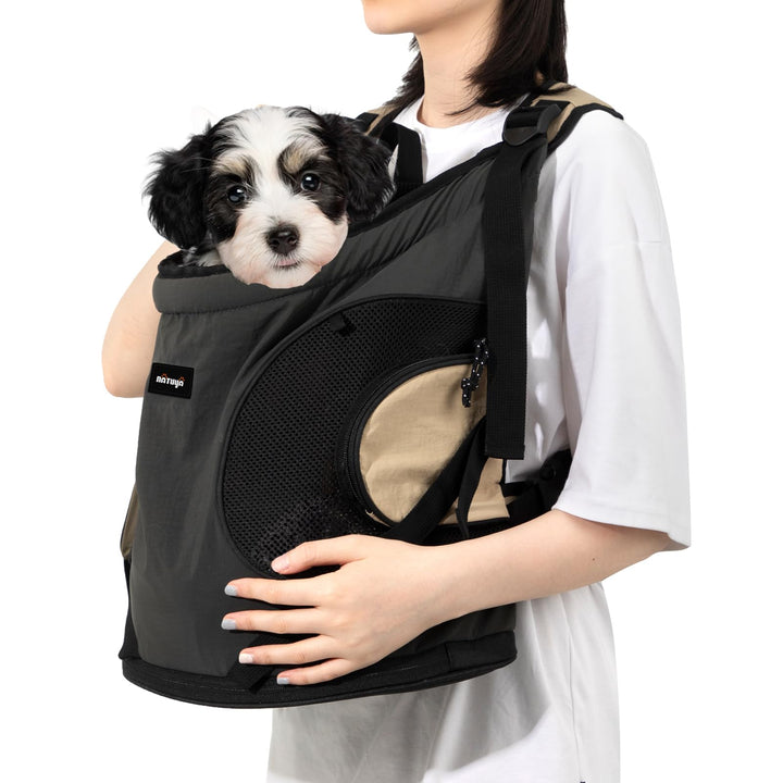 NATUYA Hundetragetasche für kleine Hunde, Haustier-Tragetasche mit gepolsterter Bodenmatte, 2 Reissv