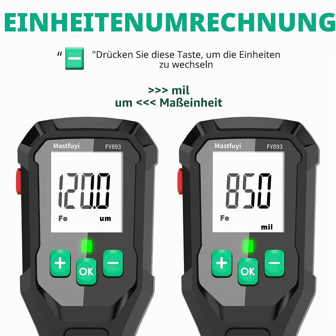 Lackschichtdickenmessgerät, Lackdickenmessgerät, Digital Car Coating Depth Gauge Tester mit Resol 0.