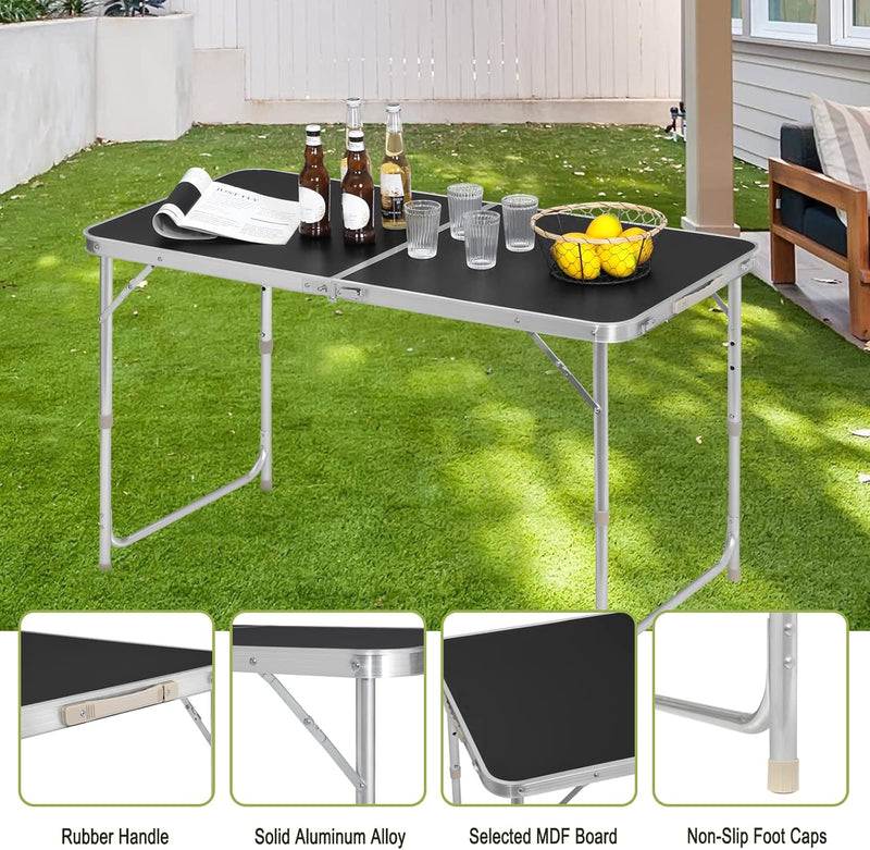 WOLTU Campingtisch Klapptisch Gartentisch Arbeitstisch Balkontisch höhenverstellbar Aluminium MDF Sc