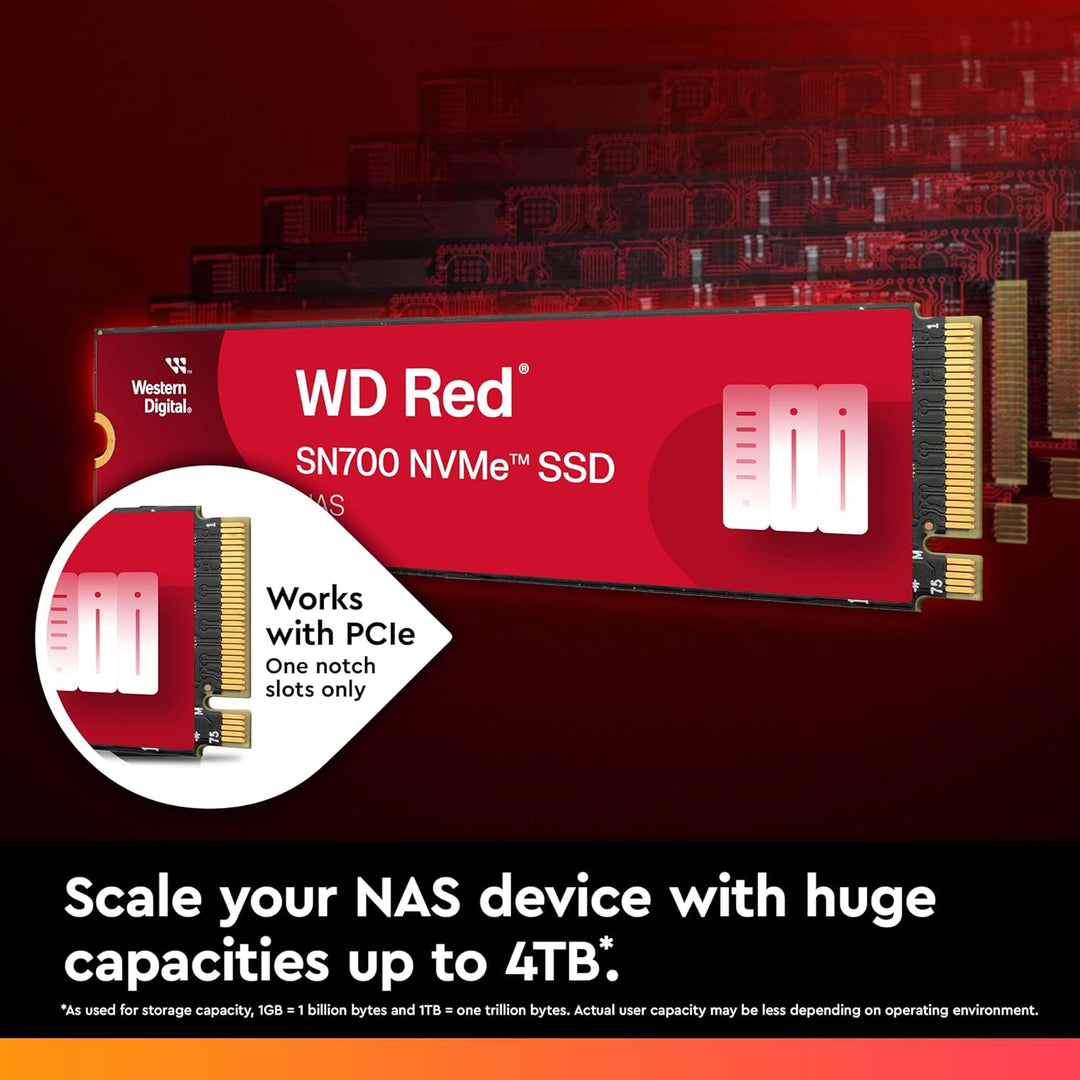 WD Red SN700 NVMe SSD 1 TB (SSD für NAS-Geräte, 24/7‐NAS‐Workloads, Dauerhaltbarkeit von bis zu 2.00