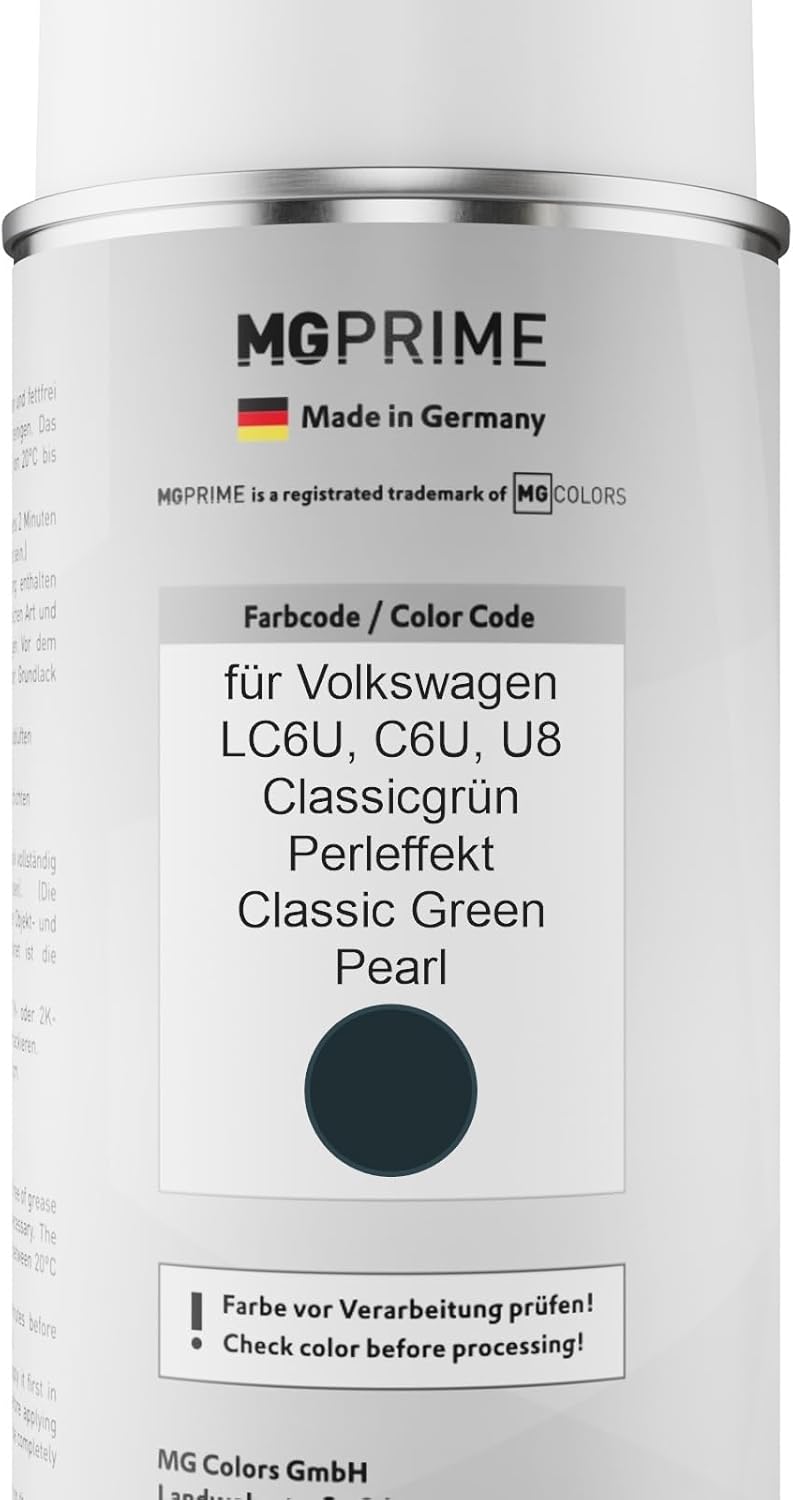 MG PRIME Autolack Sprühdosen Set für Volkswagen VW LC6U / C6U / U8 Classicgrün Perleffekt/Classic Gr