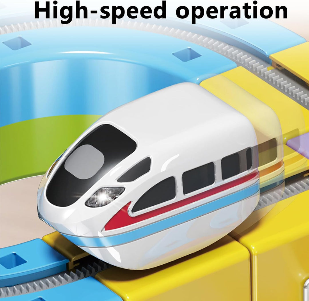 Clickrail Elektrisch Cube Track, Magnetischer Zug Spielzeug Set, Flexibler Elektrische Eisenbahn mit