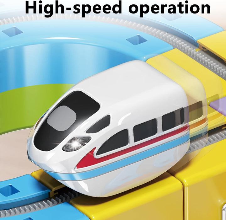 Clickrail Elektrisch Cube Track, Magnetischer Zug Spielzeug Set, Flexibler Elektrische Eisenbahn mit