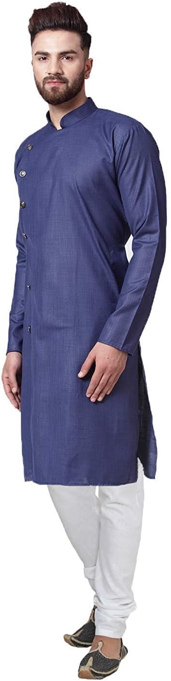 Royal Kurta Angarakha Herren Pyjama-Set aus Baumwolle 53 Marineblau, 53 Marineblau