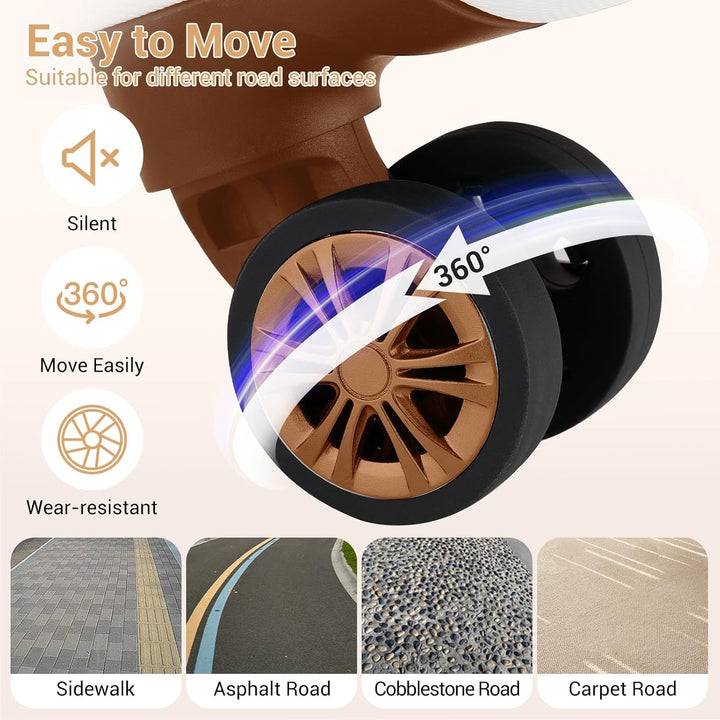 KONO Hartschale Gepäck Leichten ABS Reisekoffer Rollenkoffer 4 Rollen Cremeweiss L, Cremeweiss L