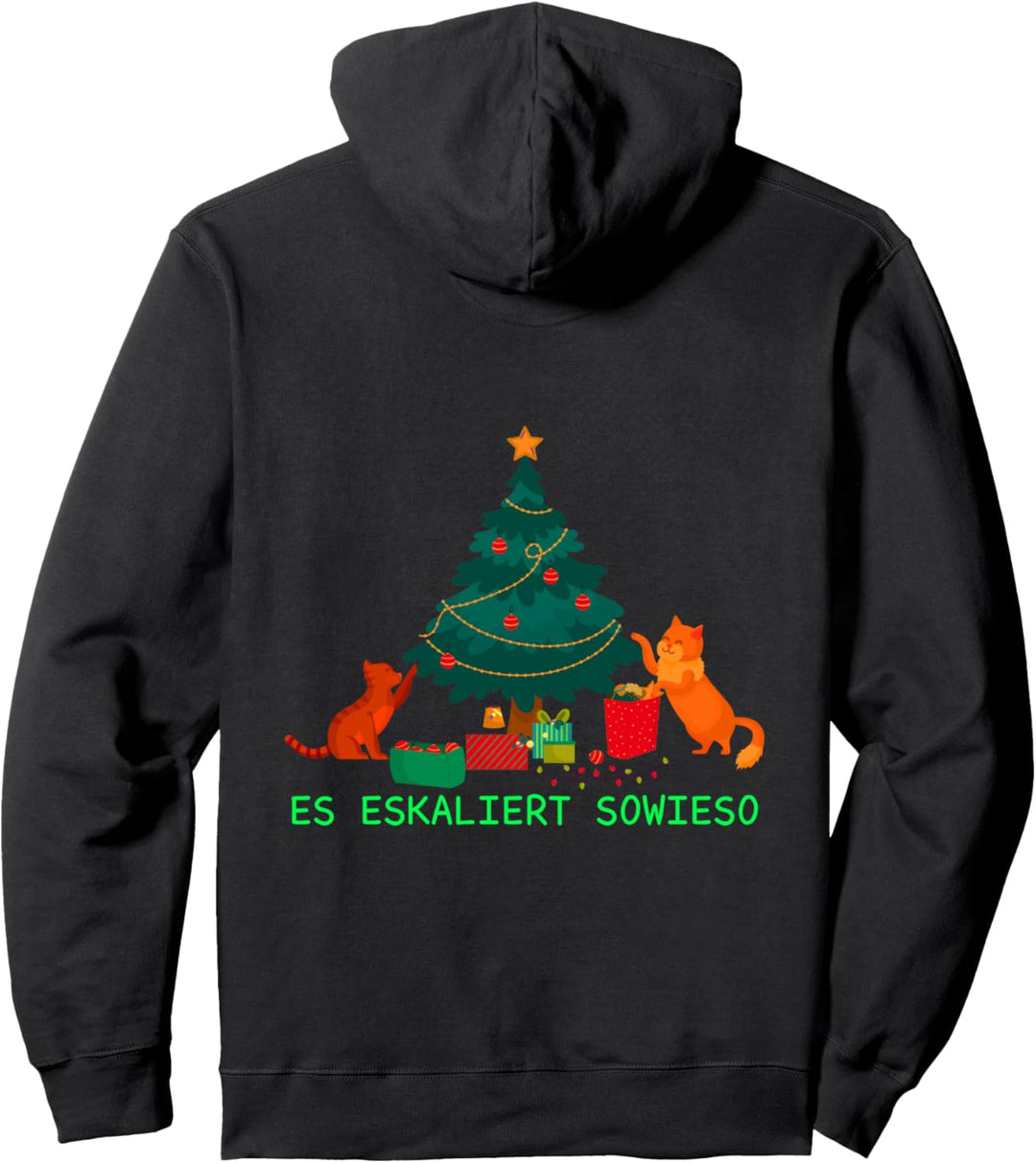 Es Eskaliert Sowieso - Weihnachten Baum Katze Pullover Hoodie