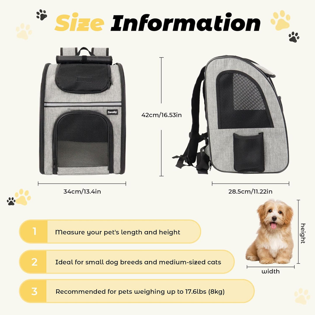 Zavothy Haustier Rucksack für Katzen und Hunde, Tragbar und Faltbar, mit Netzfenster und Gepolsterte