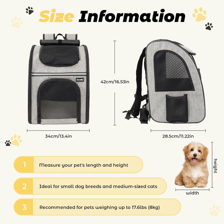 Zavothy Haustier Rucksack für Katzen und Hunde, Tragbar und Faltbar, mit Netzfenster und Gepolsterte
