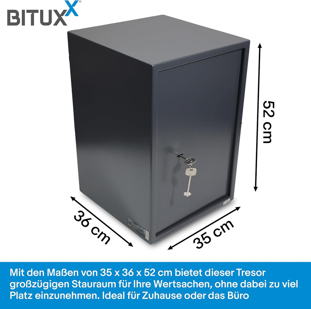 BITUXX Tresor Möbeltresor Safe Aktentresor Sicherheitstresor Abschliessbar mit Schlüssel für Büro un