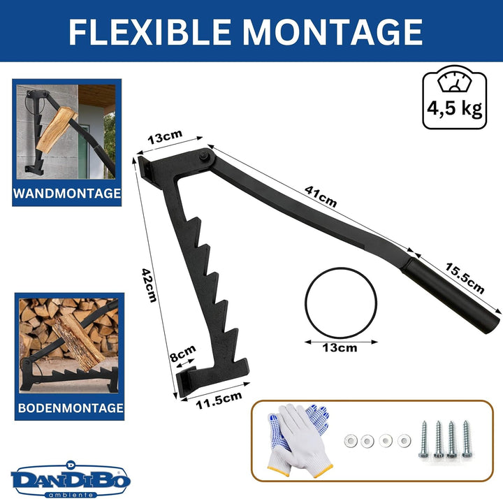 DanDiBo Holzspalter Manuell Wand 96646 Holz Spalten Anzündholz Spalter Wandmontage Brennholzspalter