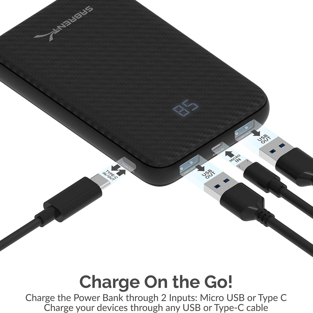 SABRENT Power Bank 10000 mAh, USB C PD externer Akku Power Ladegerät, tragbare, mit Schnellladefunkt