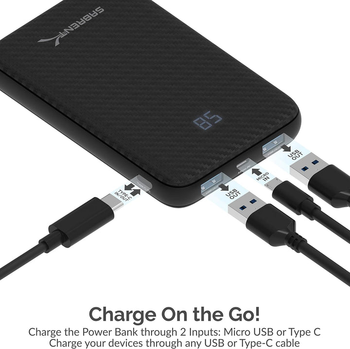 SABRENT Power Bank 10000 mAh, USB C PD externer Akku Power Ladegerät, tragbare, mit Schnellladefunkt