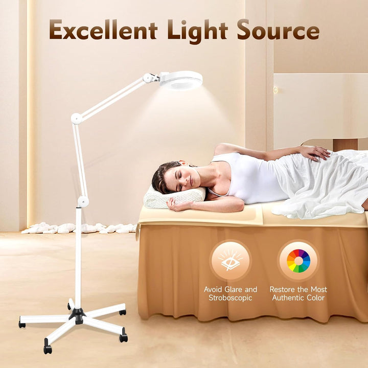 5X LED Lupenleuchte, Lupenlampe mit Klemme, Arbeitsplatzlampe Kosmetiklampe 125-mm Glaslinse Kosmeti