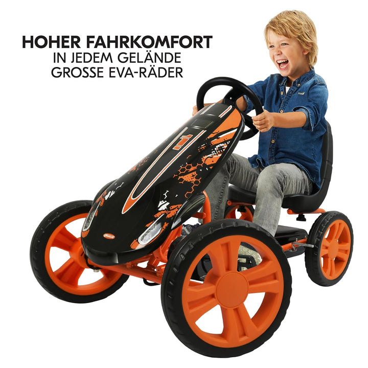 hauck Go-Kart Speedster für Kinder ab 4 Jahren bis 50 kg Köpergrösse 90-110 cm, Tretauto mit Handbre