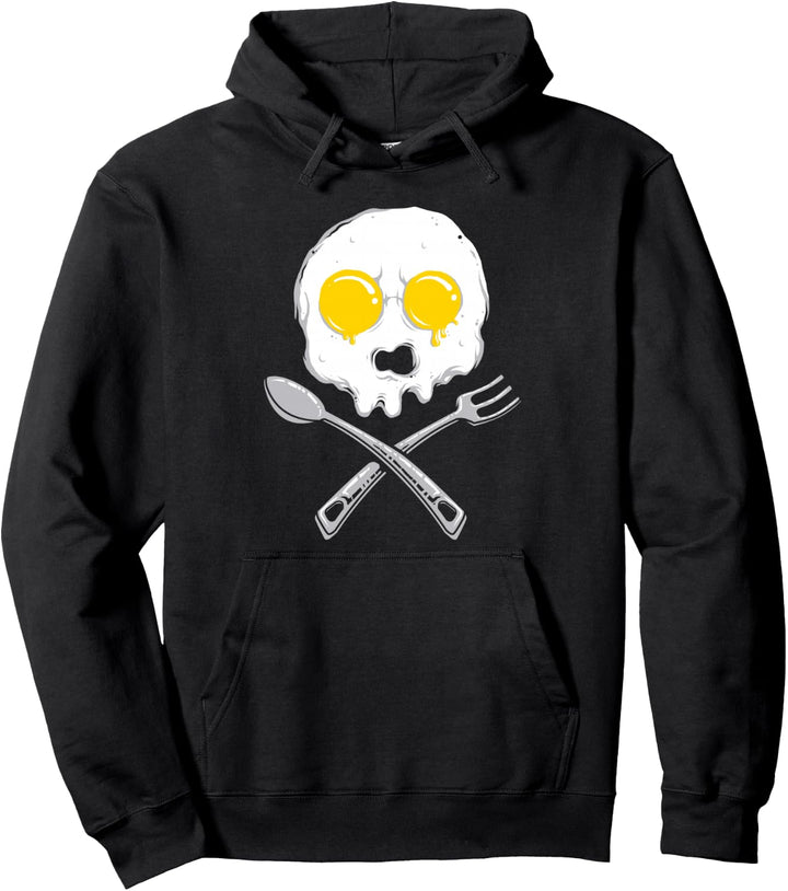 Spiegelei Schädel und gekreuzte Knochen Pullover Hoodie