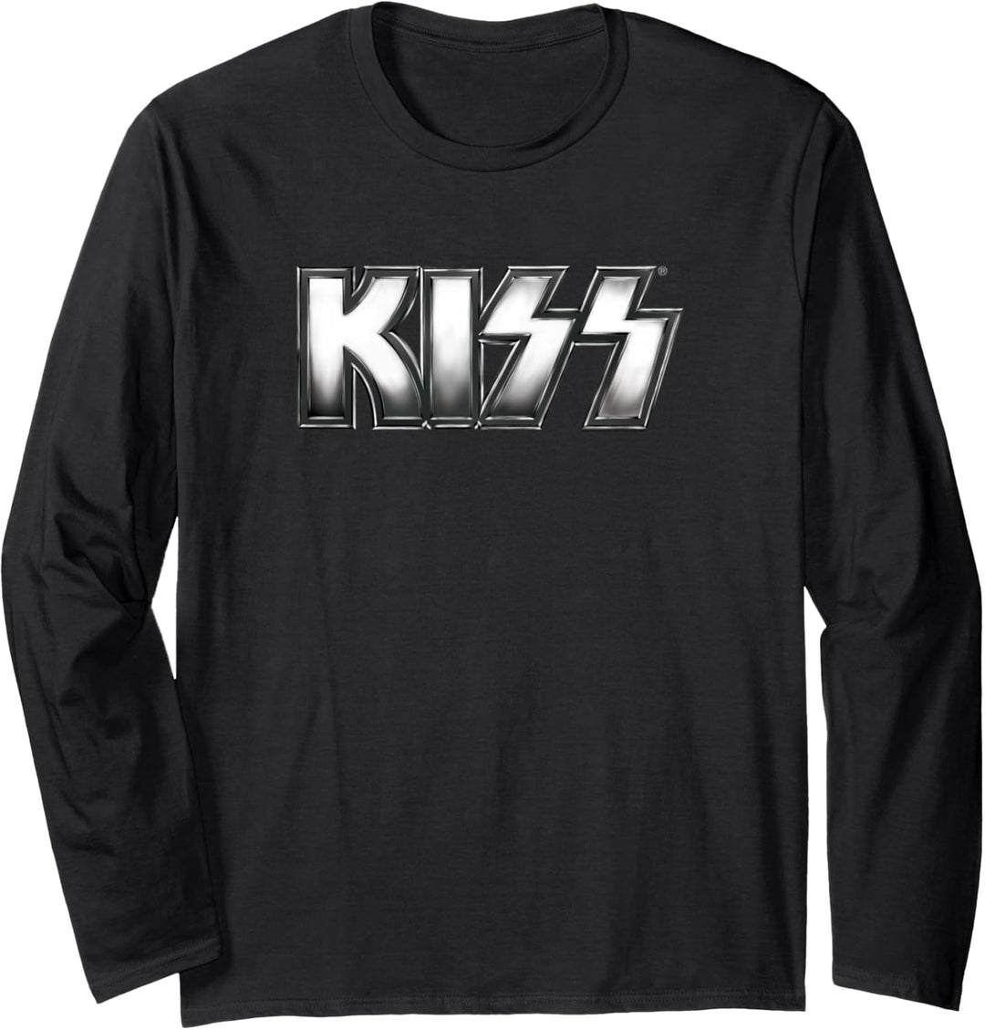 Kiss – Metallic-Logo Langarmshirt