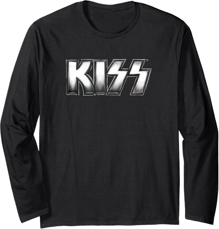 Kiss – Metallic-Logo Langarmshirt