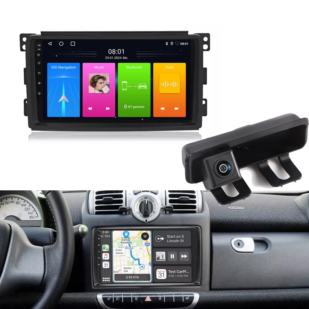 Android Autoradio Mit GPS Navigation HD Bildschirm Touch Display Canbus + Einparkkamera Nachtsicht H