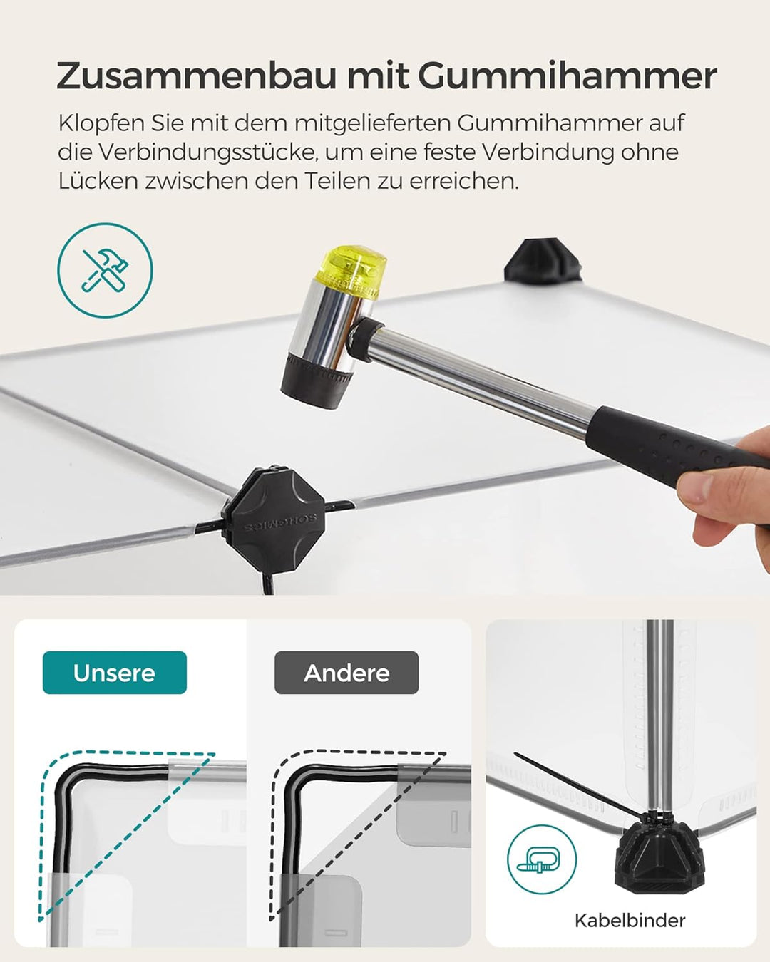 SONGMICS Freigehege mit Bodenplatten, Laufstall, Meerschweinchen Gehege, aus Kunststoff, Gehege für
