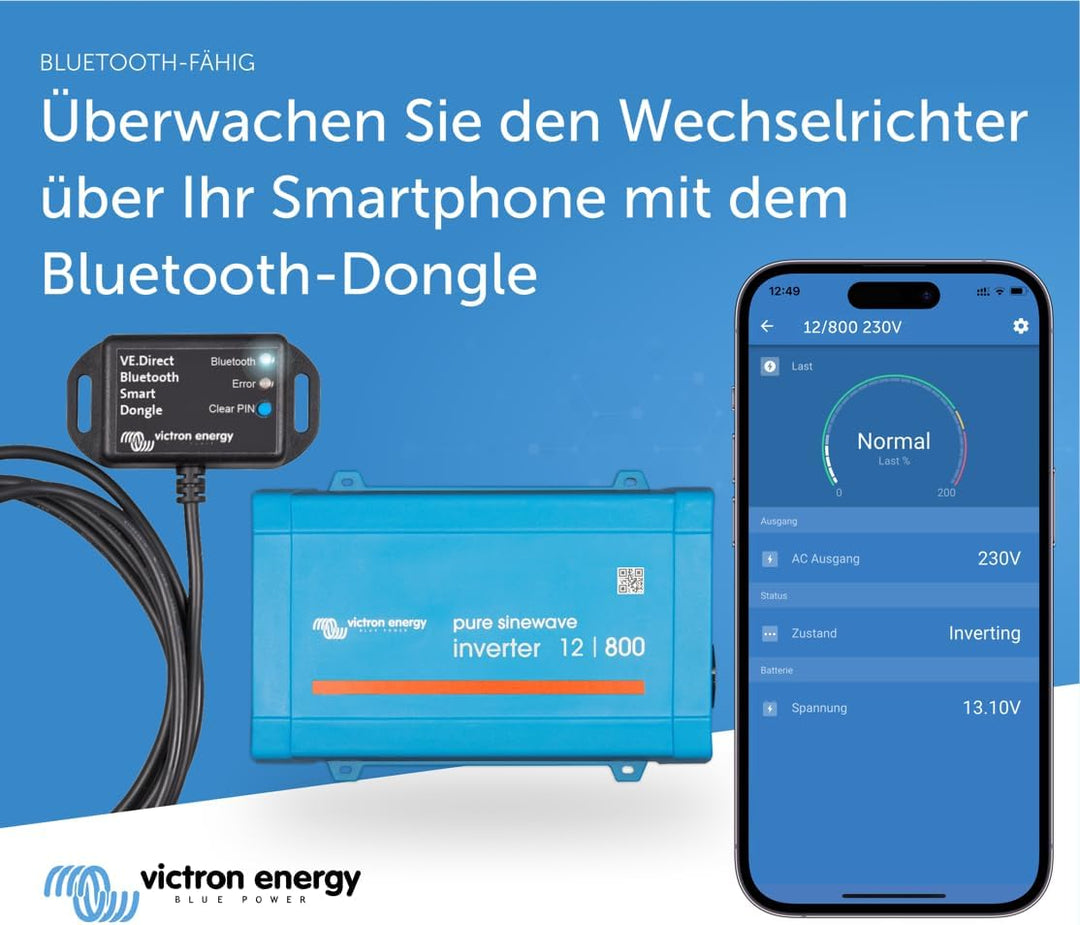 Victron Energy Phoenix 800VA 12-Volt 230V AC Reiner Sinus Wechselrichter (Schuko)
