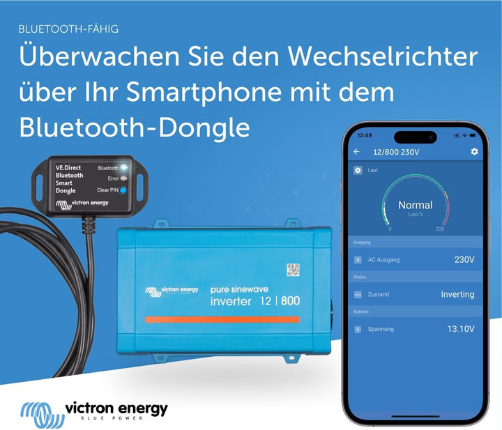 Victron Energy Phoenix 800VA 12-Volt 230V AC Reiner Sinus Wechselrichter (Schuko)