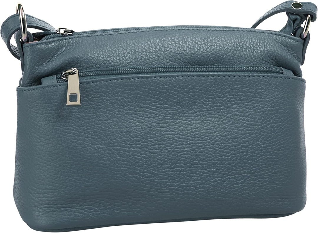 Cluty Umhängetasche echt Leder Damen - 020617 Blau, Blau