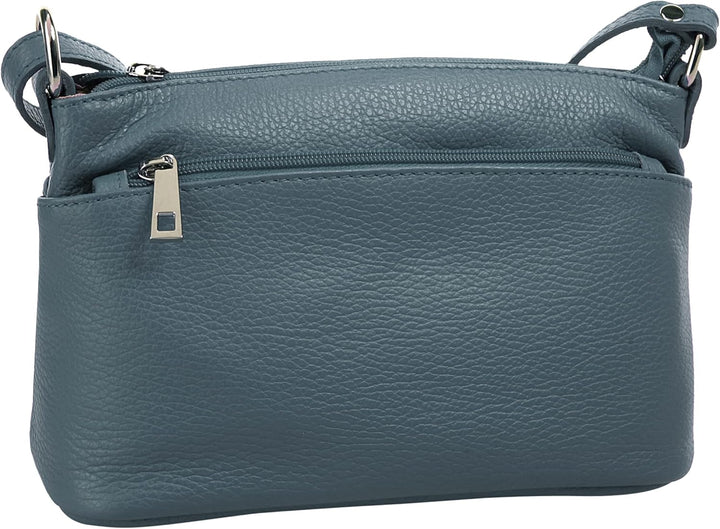 Cluty Umhängetasche echt Leder Damen - 020617 Blau, Blau