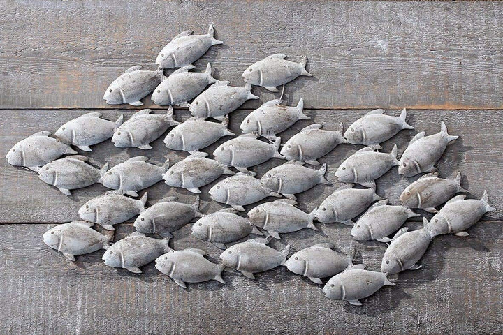 B&B Wandbild Fischschwarm aus Eisen in Grau 97 x 54 cm Fische Bild