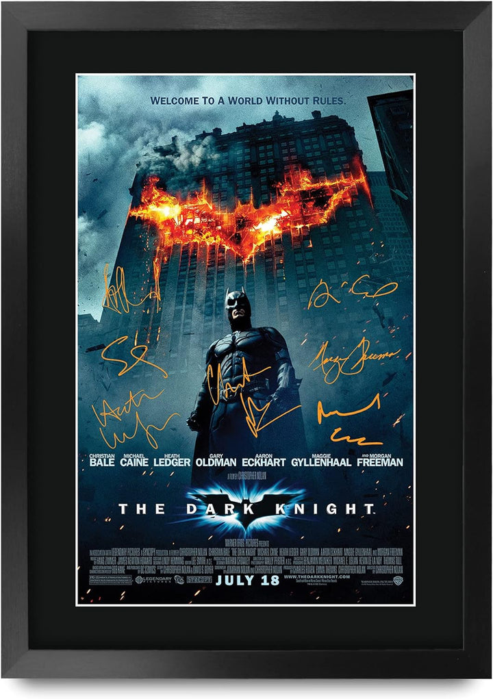 HWC Trading The Dark Knight Batman A3 Gerahmte Signiert Gedruckt Autogramme Bild Druck-Fotoanzeige G