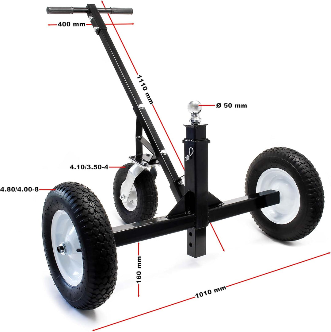 Wiltec Rangierhilfe für Anhänger und Wohnwagen bis 500 kg, Rangierwagen mit 3 Rädern und höhenverste