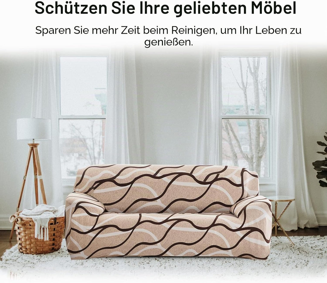 Jaotto Sofabezug 3 Sitzer Elastischer Stretch Spandex Sofa Überwürfe Sofahusse Antirutsch Waschbar S