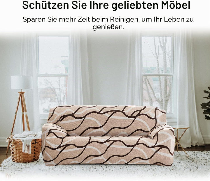 Jaotto Sofabezug 3 Sitzer Elastischer Stretch Spandex Sofa Überwürfe Sofahusse Antirutsch Waschbar S