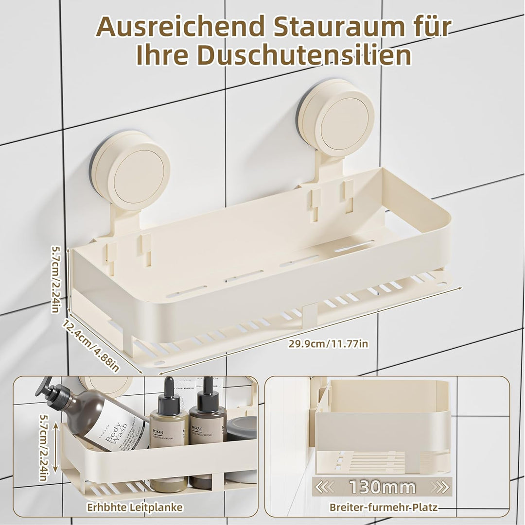 HNVNER Duschablage Saugnapf, Duschregal Ohne Bohren, 10kg Tragfähigkeit, Duschablage Abnehmbare und