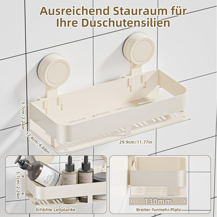 HNVNER Duschablage Saugnapf, Duschregal Ohne Bohren, 10kg Tragfähigkeit, Duschablage Abnehmbare und