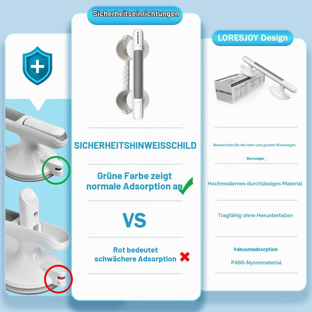 2Stk Duschgriff Saugnapf, Abnehmbare Haltegriff mit Saugnapf | MAX 110KG, Haltegriff Dusche ohne, Ha