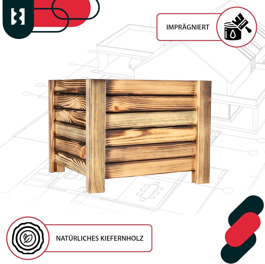 KOTARBAU® Blumenkasten - 38 x 38 x 30 cm - Pflanzkasten mit Vlies - Pflanzkübel gross aussen - Balko