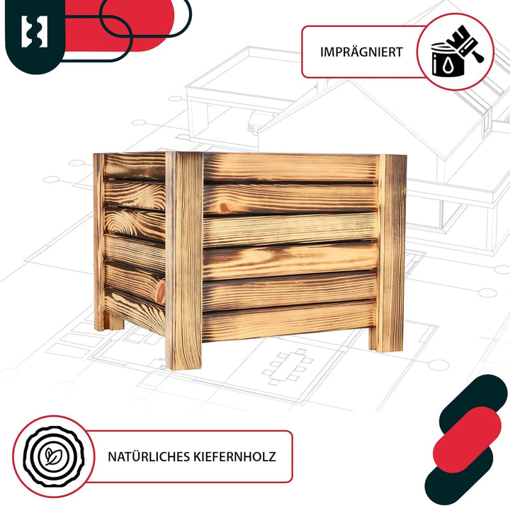 KOTARBAU® Blumenkasten - 38 x 38 x 30 cm - Pflanzkasten mit Vlies - Pflanzkübel gross aussen - Balko