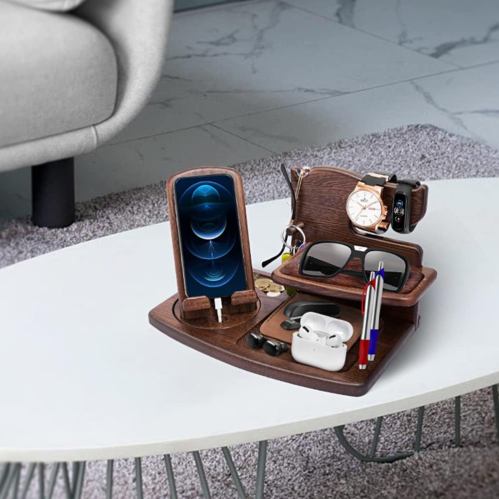 Weihnachten Geschenke für Männer Geburtstag Holz Telefon Dockingstation Schreibtisch Nachttisch Orga