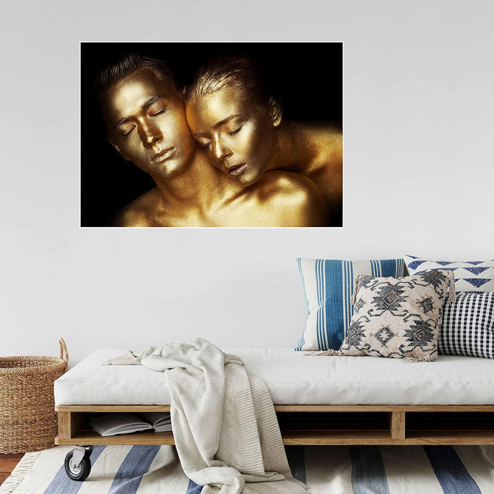 wandmotiv24 Poster als Wanddeko, Grösse Din A1, Gold Collection, sinnliches Paar in Gold, Models, Gl