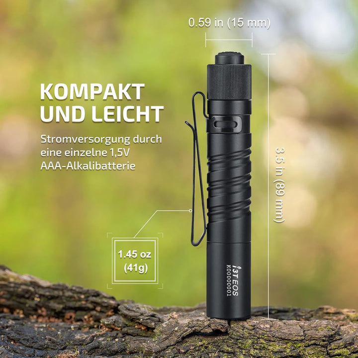 OLIGHT I3T EOS 180 Lumen Mini Taschenlampe mit 2 Helligkeitsstufen, batteriebetrieben, Handlampe, 16