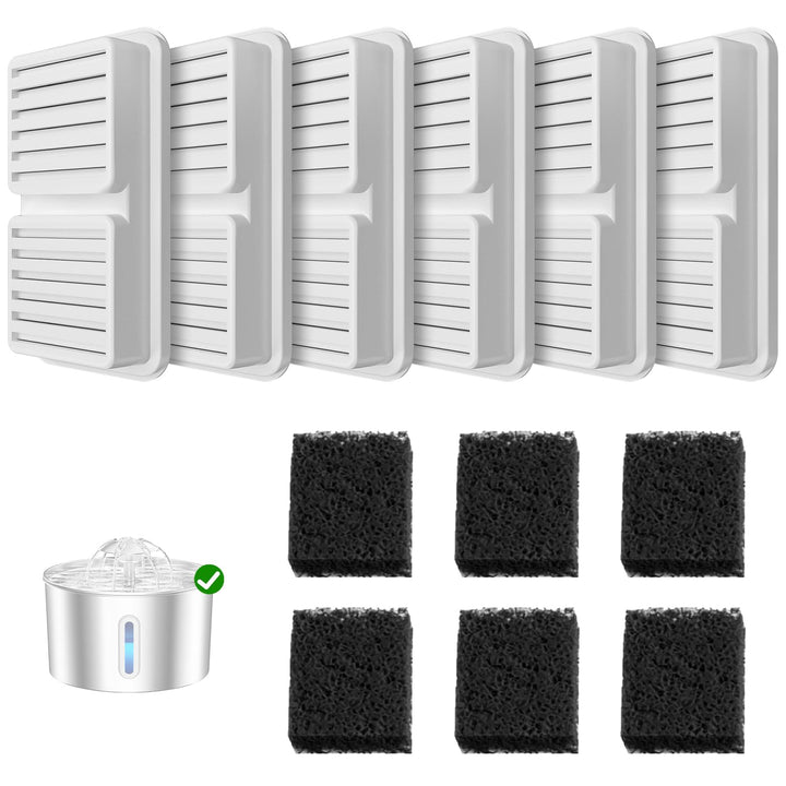 12 Filter Set für Katzenbrunnen: Enthält 6 Aktivkohlefilter + 6 Schaumstofffilter.Wasserfilter für (