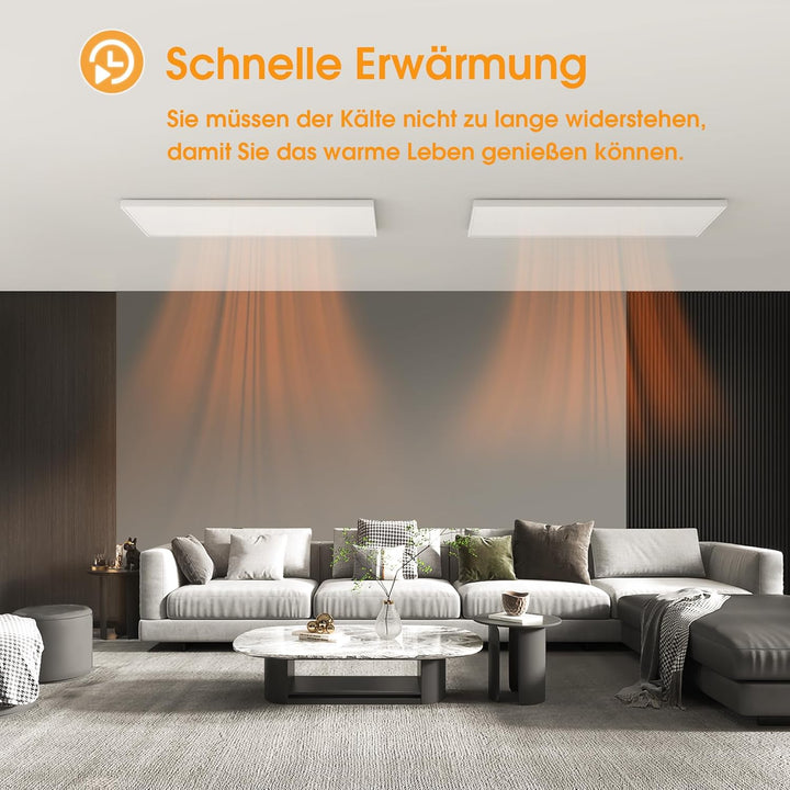 Infrarotheizung Deckenmontage mit Thermostat 860 Watt, Deckenheizung Infrarot, APP Fernbedienung Ste