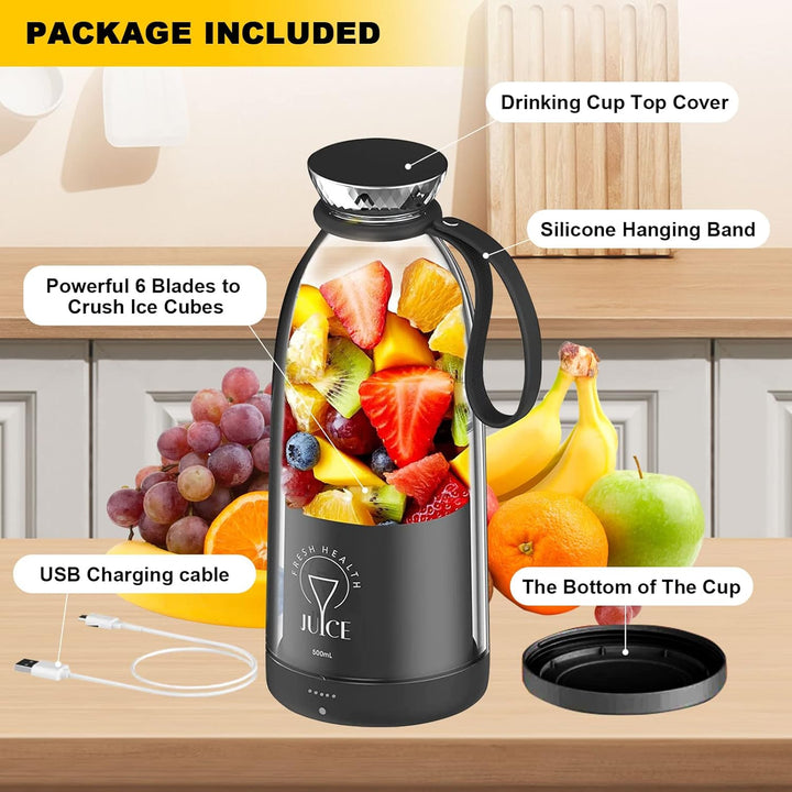 Mixer Smoothie Maker,500ml Tragbarer Mixer,Wiederaufladbarer Mini-Mixer,Juice Mixer Flasche,Multifun