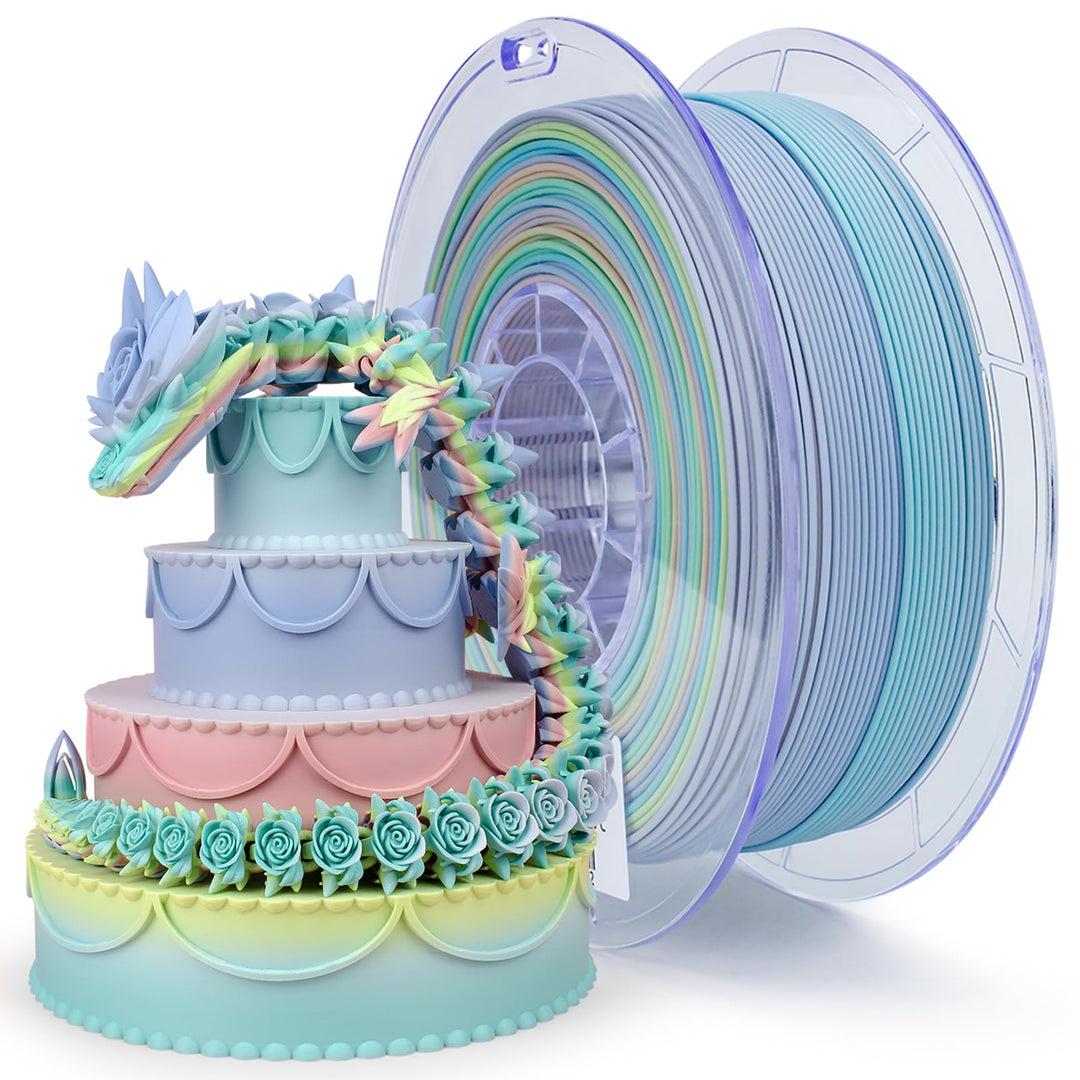 ZIRO 3D Drucker Filament, Matte PLA Filament 1.75mm, Multicolor Regenbogen PLA Filament, 1KG/2.2lb,