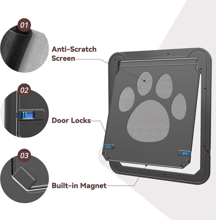 PETLESO Haustierklappe für Fliegengittertür Hundeklappe Katzenklappe Fliegengitter mit Magnetverschl